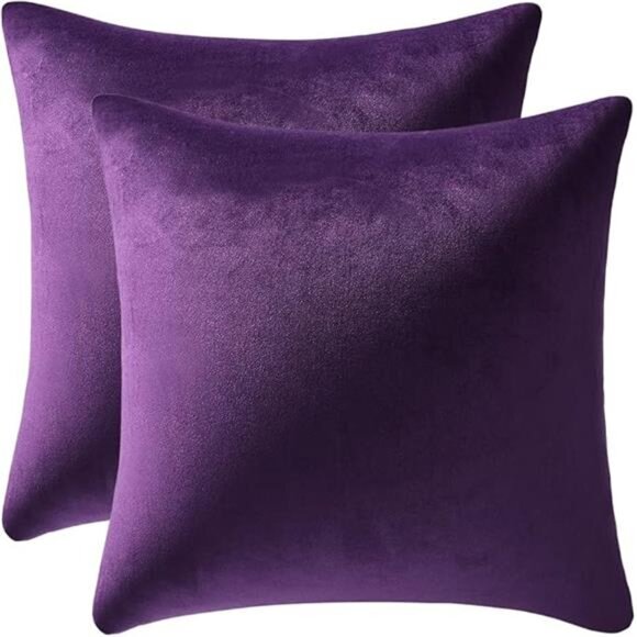 18x18 Throw Pillow Cases Purple: 2 Pack Cozy Soft Velvet Square Decorative - Picture 7 of 7